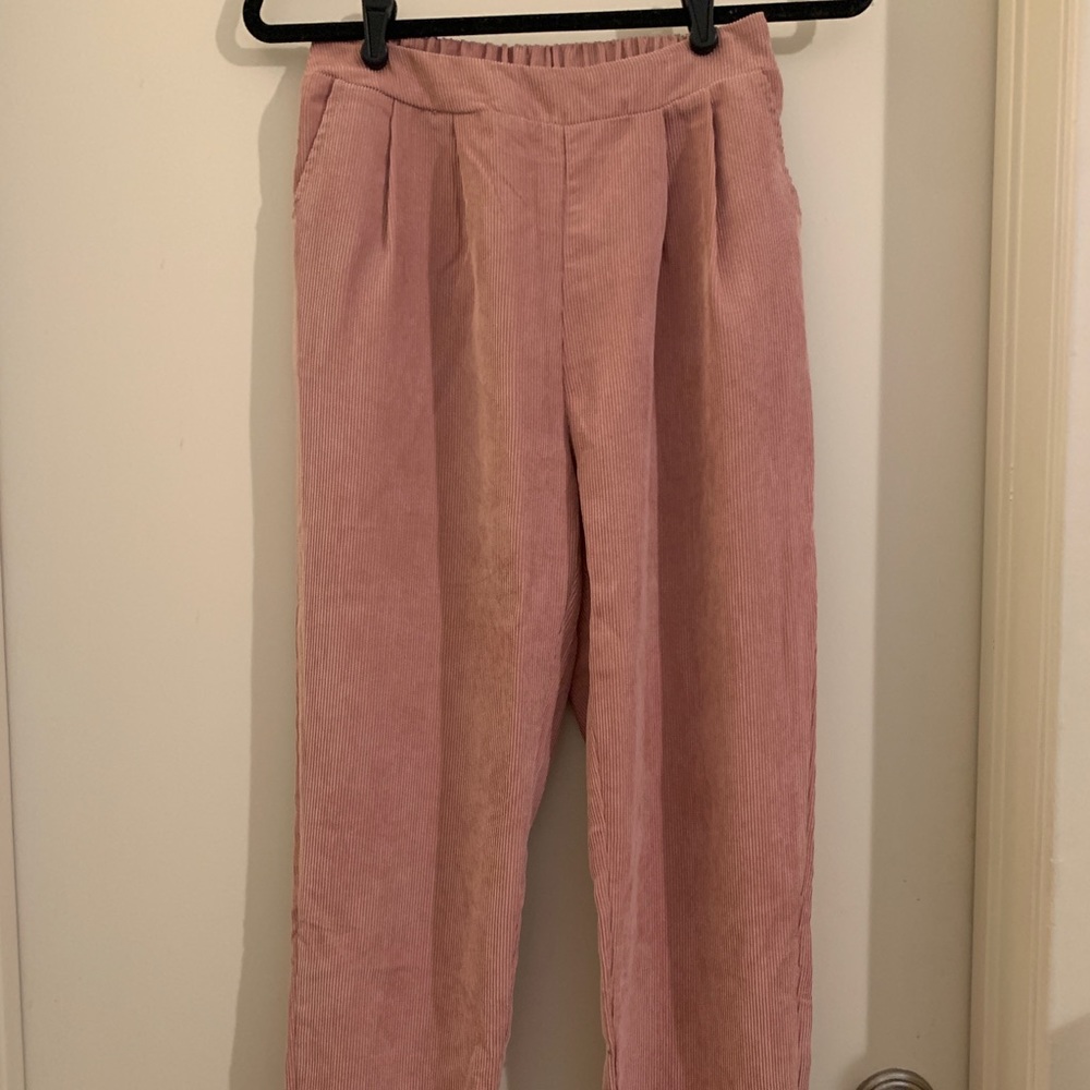 Pink Corduroy Pants with Boyfriend Fit
